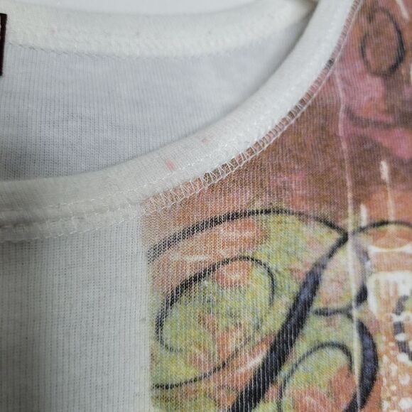 Vintage cyber y2k Paris landscape grunge art to wear 3/4 sleeve top size large - Picture 9 of 9